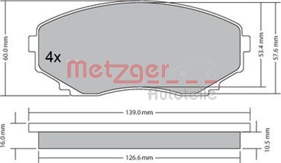 Metzger 1170375 - Kit de plaquettes de frein, frein à disque cwaw.fr