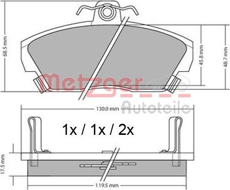 Metzger 1170372 - Kit de plaquettes de frein, frein à disque cwaw.fr