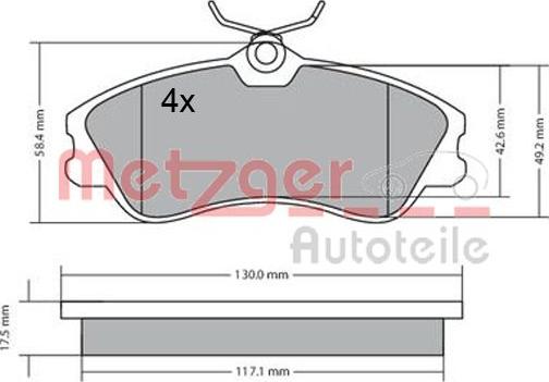 Metzger 1170377 - Kit de plaquettes de frein, frein à disque cwaw.fr