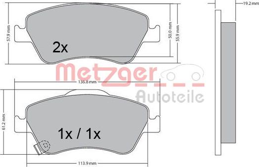 Metzger 1170299 - Kit de plaquettes de frein, frein à disque cwaw.fr