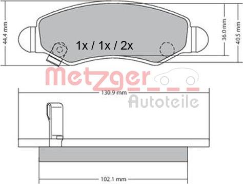 Metzger 1170295 - Kit de plaquettes de frein, frein à disque cwaw.fr