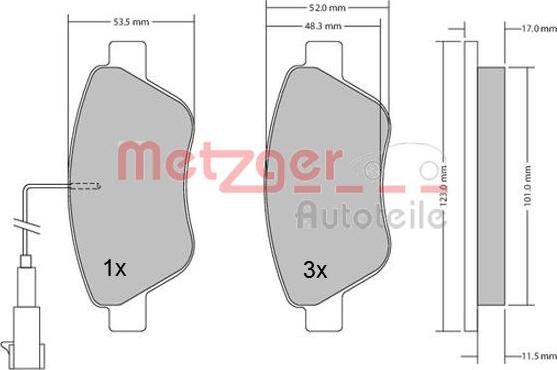 Metzger 1170296 - Kit de plaquettes de frein, frein à disque cwaw.fr