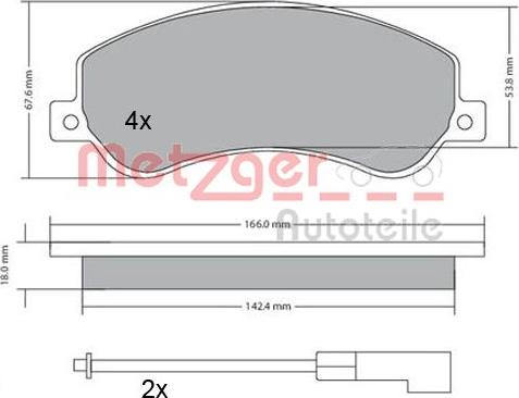 Metzger 1170290 - Kit de plaquettes de frein, frein à disque cwaw.fr