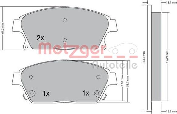 Metzger 1170292 - Kit de plaquettes de frein, frein à disque cwaw.fr