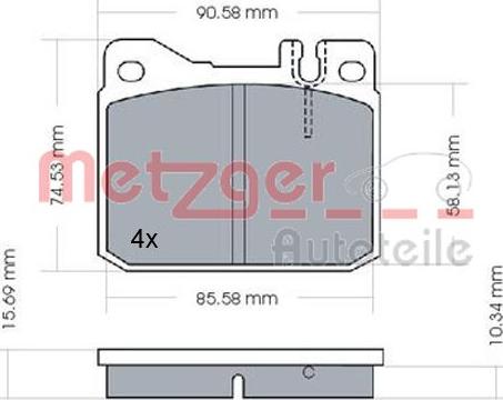 Metzger 1170244 - Kit de plaquettes de frein, frein à disque cwaw.fr