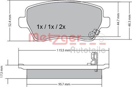 Metzger 1170243 - Kit de plaquettes de frein, frein à disque cwaw.fr