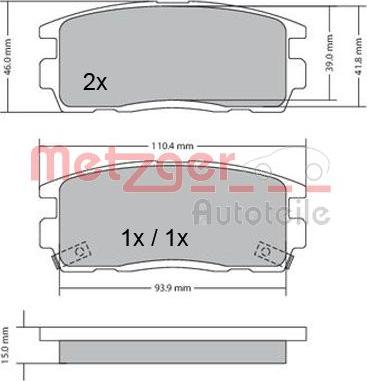 Metzger 1170256 - Kit de plaquettes de frein, frein à disque cwaw.fr