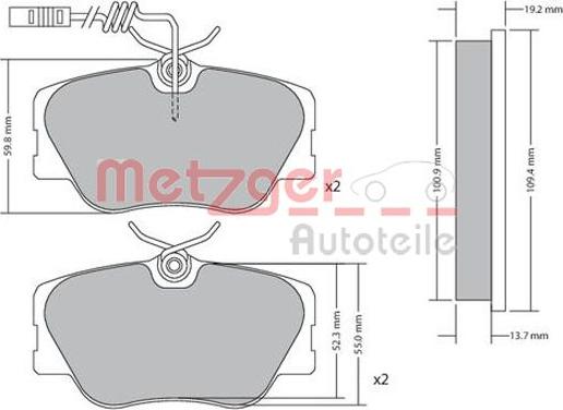 Metzger 1170258 - Kit de plaquettes de frein, frein à disque cwaw.fr