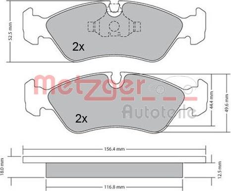 Metzger 1170252 - Kit de plaquettes de frein, frein à disque cwaw.fr