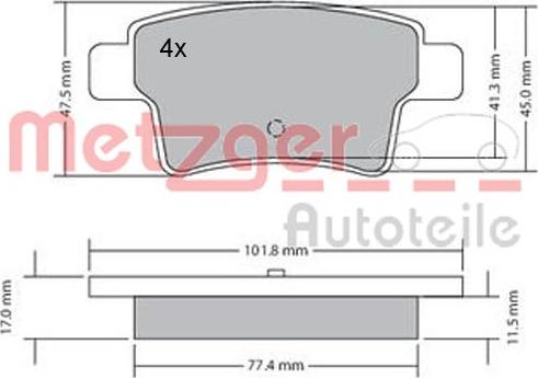 Metzger 1170264 - Kit de plaquettes de frein, frein à disque cwaw.fr