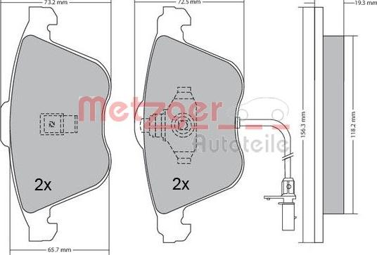 Metzger 1170268 - Kit de plaquettes de frein, frein à disque cwaw.fr