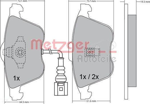 Metzger 1170263 - Kit de plaquettes de frein, frein à disque cwaw.fr