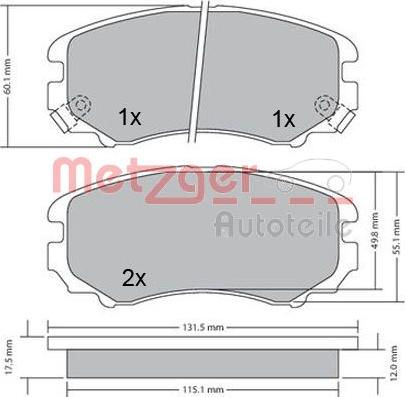 Metzger 1170262 - Kit de plaquettes de frein, frein à disque cwaw.fr