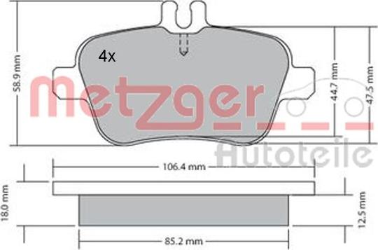 Metzger 1170204 - Kit de plaquettes de frein, frein à disque cwaw.fr