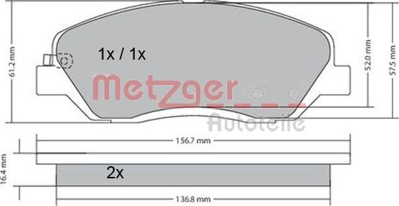 Metzger 1170205 - Kit de plaquettes de frein, frein à disque cwaw.fr