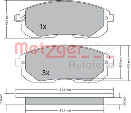 Metzger 1170208 - Kit de plaquettes de frein, frein à disque cwaw.fr