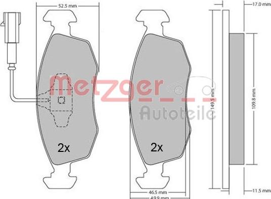 Metzger 1170202 - Kit de plaquettes de frein, frein à disque cwaw.fr