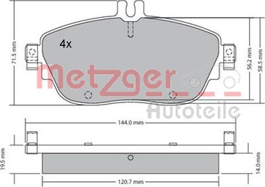 Metzger 1170215 - Kit de plaquettes de frein, frein à disque cwaw.fr