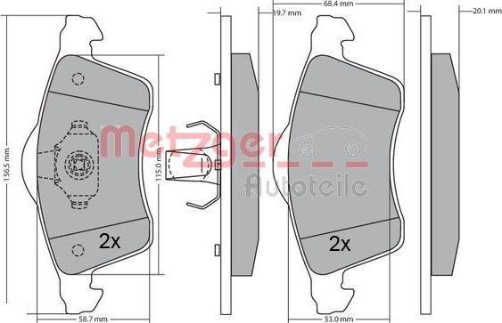 Metzger 1170218 - Kit de plaquettes de frein, frein à disque cwaw.fr