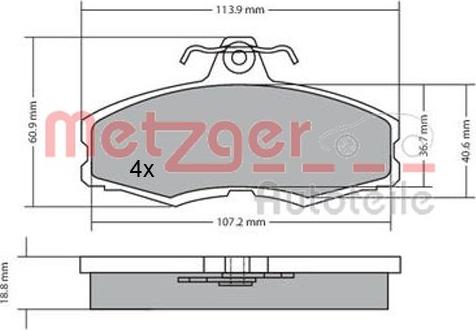 Metzger 1170286 - Kit de plaquettes de frein, frein à disque cwaw.fr