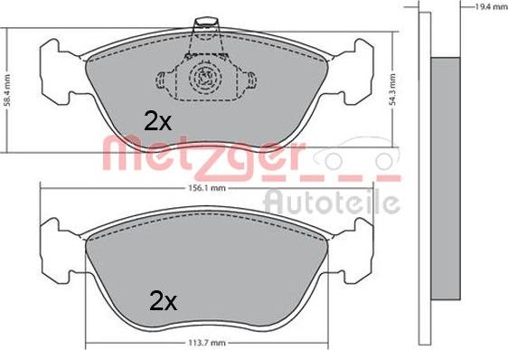 Metzger 1170282 - Kit de plaquettes de frein, frein à disque cwaw.fr