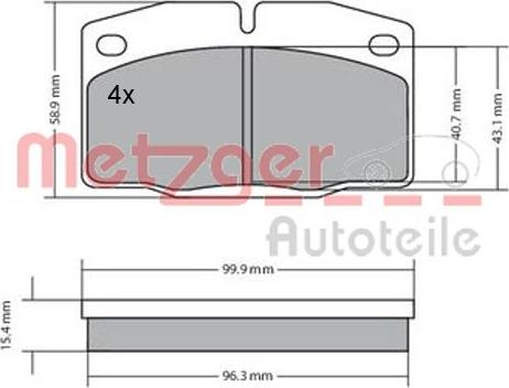 Metzger 1170234 - Kit de plaquettes de frein, frein à disque cwaw.fr