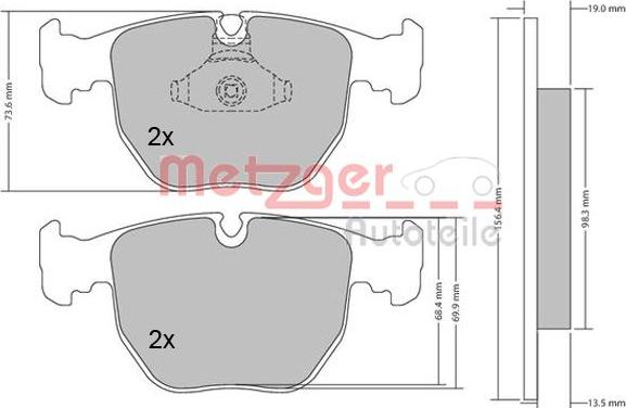 Metzger 1170238 - Kit de plaquettes de frein, frein à disque cwaw.fr