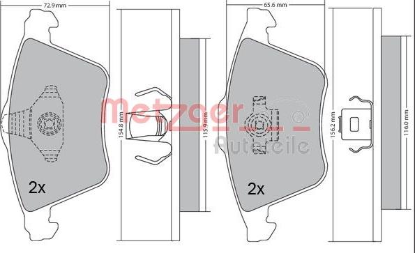 Metzger 1170233 - Kit de plaquettes de frein, frein à disque cwaw.fr