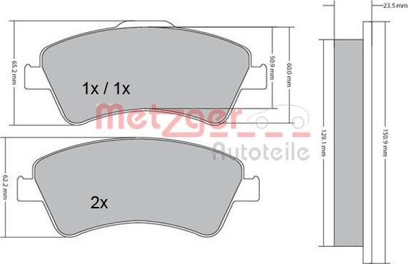 Metzger 1170220 - Kit de plaquettes de frein, frein à disque cwaw.fr