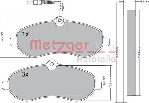 Metzger 1170228 - Kit de plaquettes de frein, frein à disque cwaw.fr