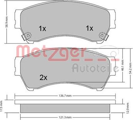 Metzger 1170270 - Kit de plaquettes de frein, frein à disque cwaw.fr