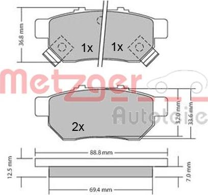 Metzger 1170272 - Kit de plaquettes de frein, frein à disque cwaw.fr