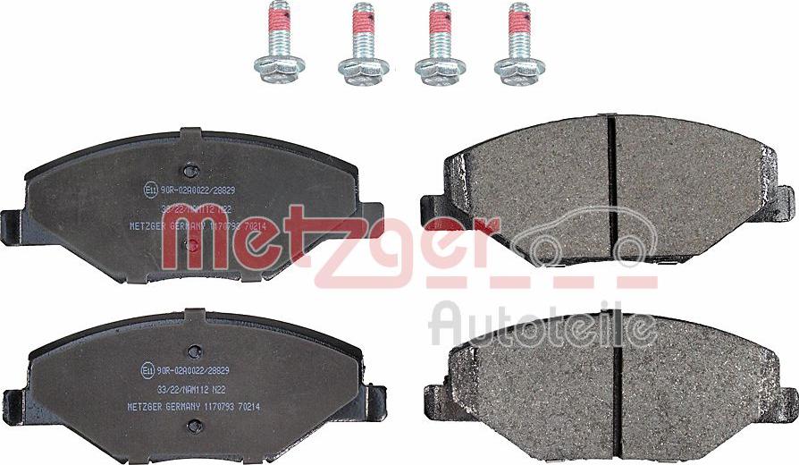 Metzger 1170793 - Kit de plaquettes de frein, frein à disque cwaw.fr