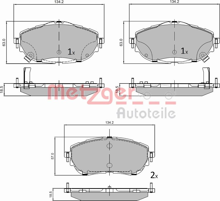 Metzger 1170797 - Kit de plaquettes de frein, frein à disque cwaw.fr