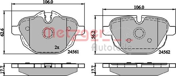 Metzger 1170784 - Kit de plaquettes de frein, frein à disque cwaw.fr