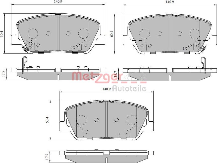 Metzger 1170780 - Kit de plaquettes de frein, frein à disque cwaw.fr