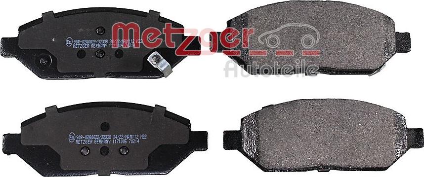 Metzger 1171005 - Kit de plaquettes de frein, frein à disque cwaw.fr