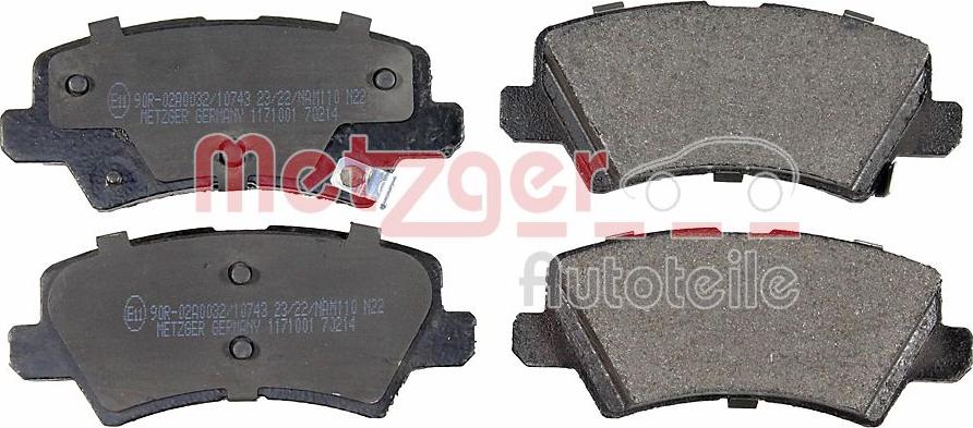 Metzger 1171001 - Kit de plaquettes de frein, frein à disque cwaw.fr