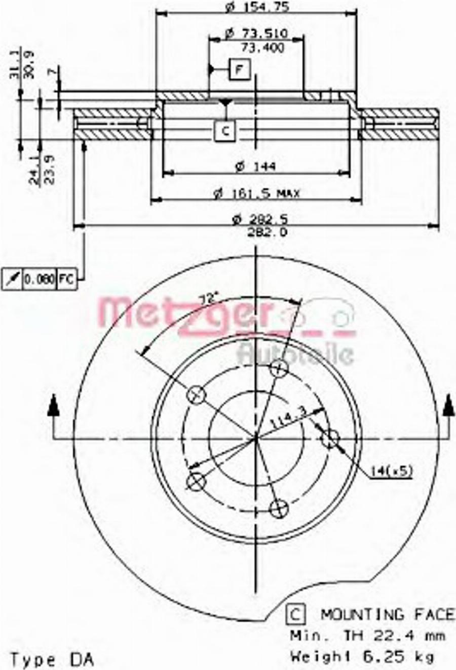 Metzger 24493 - Disque de frein cwaw.fr