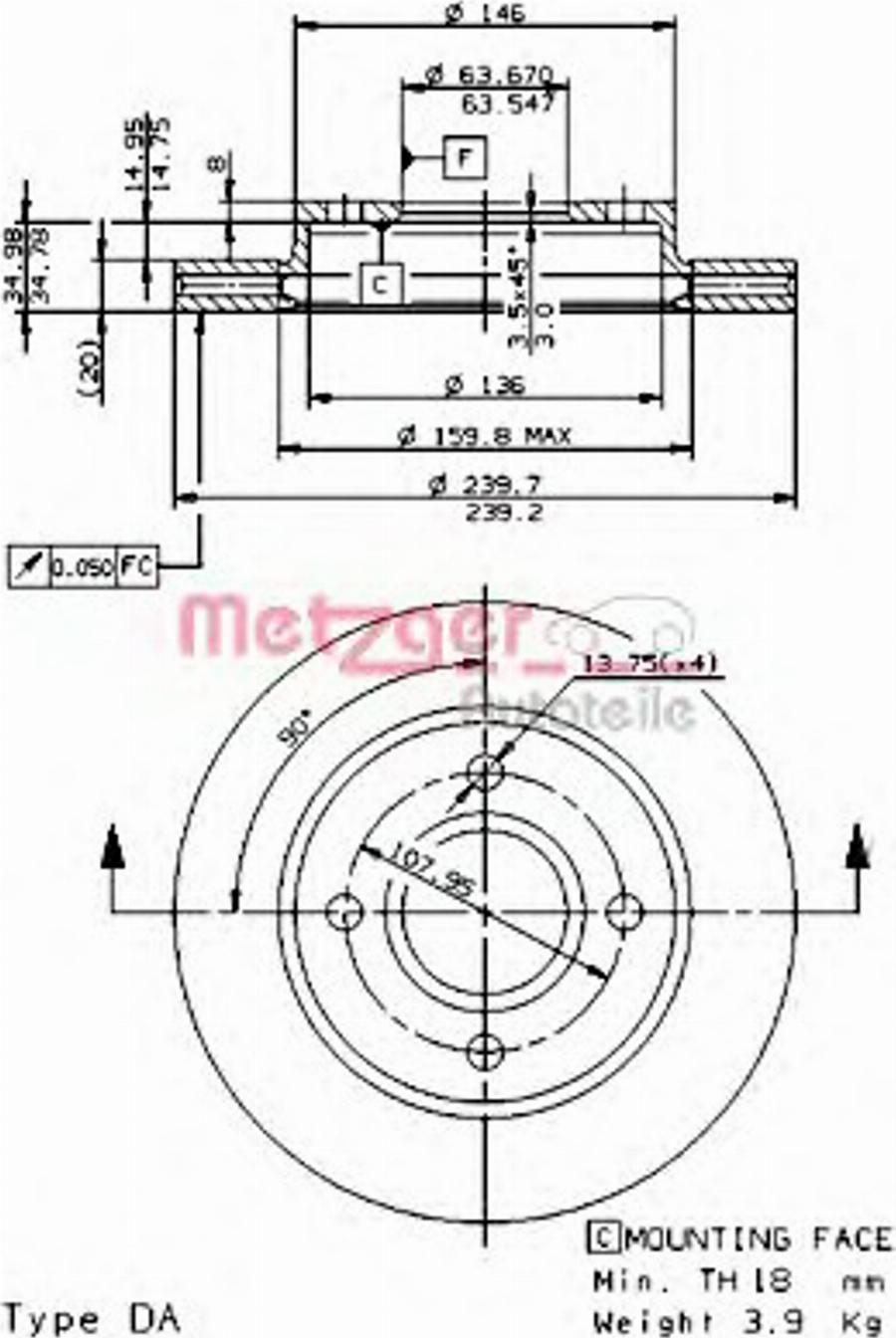 Metzger 24596E - Disque de frein cwaw.fr