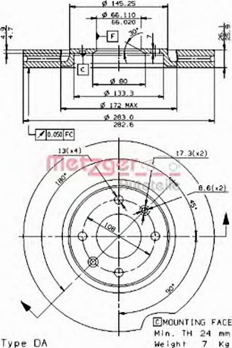 Metzger 24649E - Disque de frein cwaw.fr