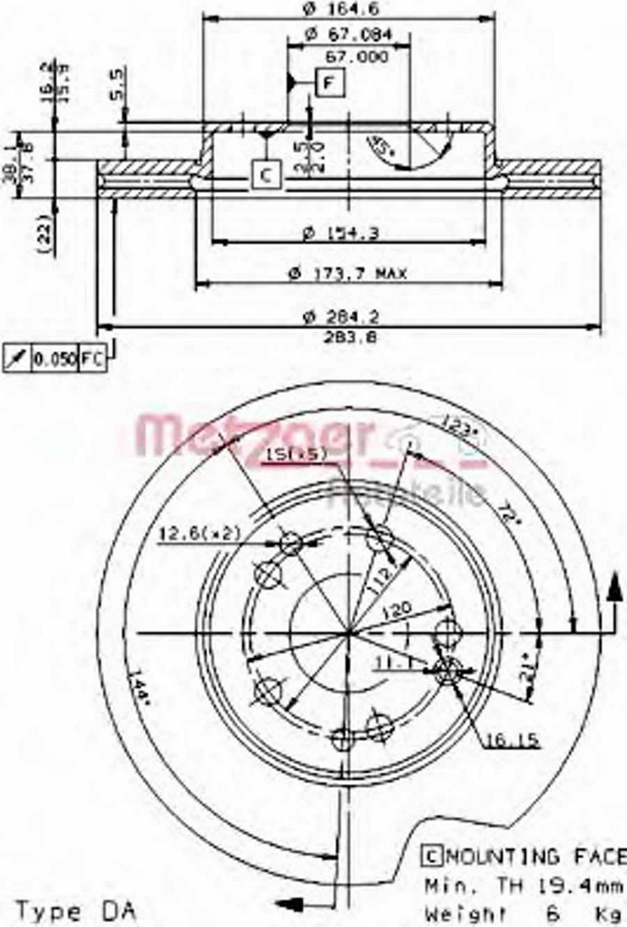 Metzger 24182E - Disque de frein cwaw.fr