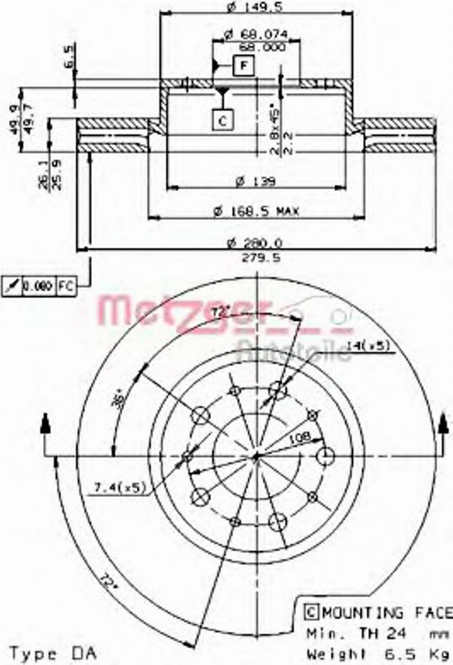 Metzger 24371E - Disque de frein cwaw.fr