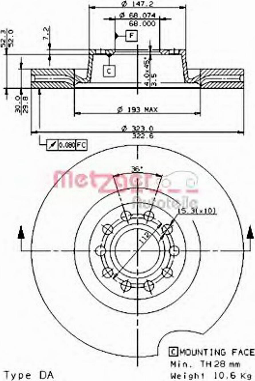 Metzger 24784 V - Disque de frein cwaw.fr