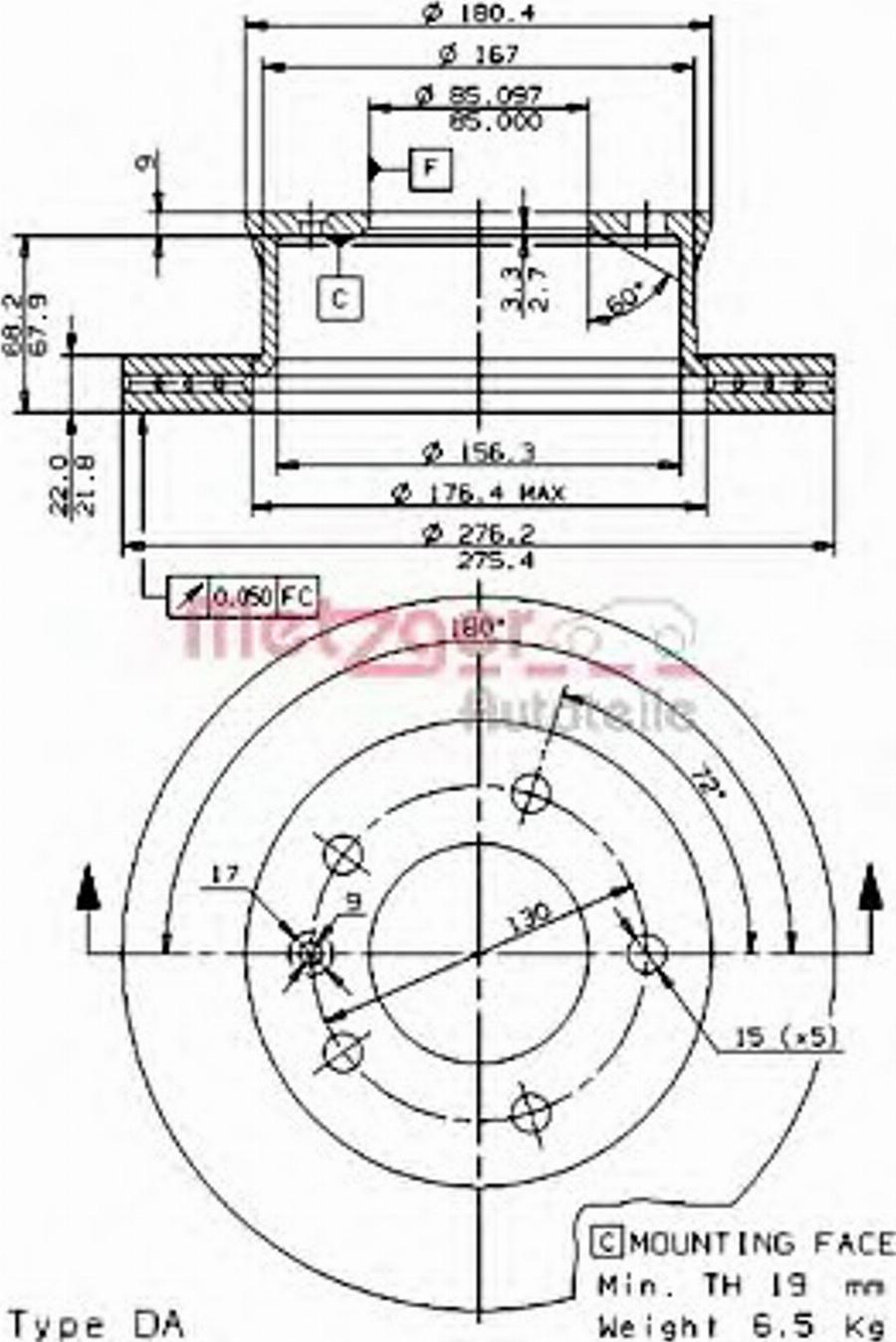 Metzger 24722 E - Disque de frein cwaw.fr