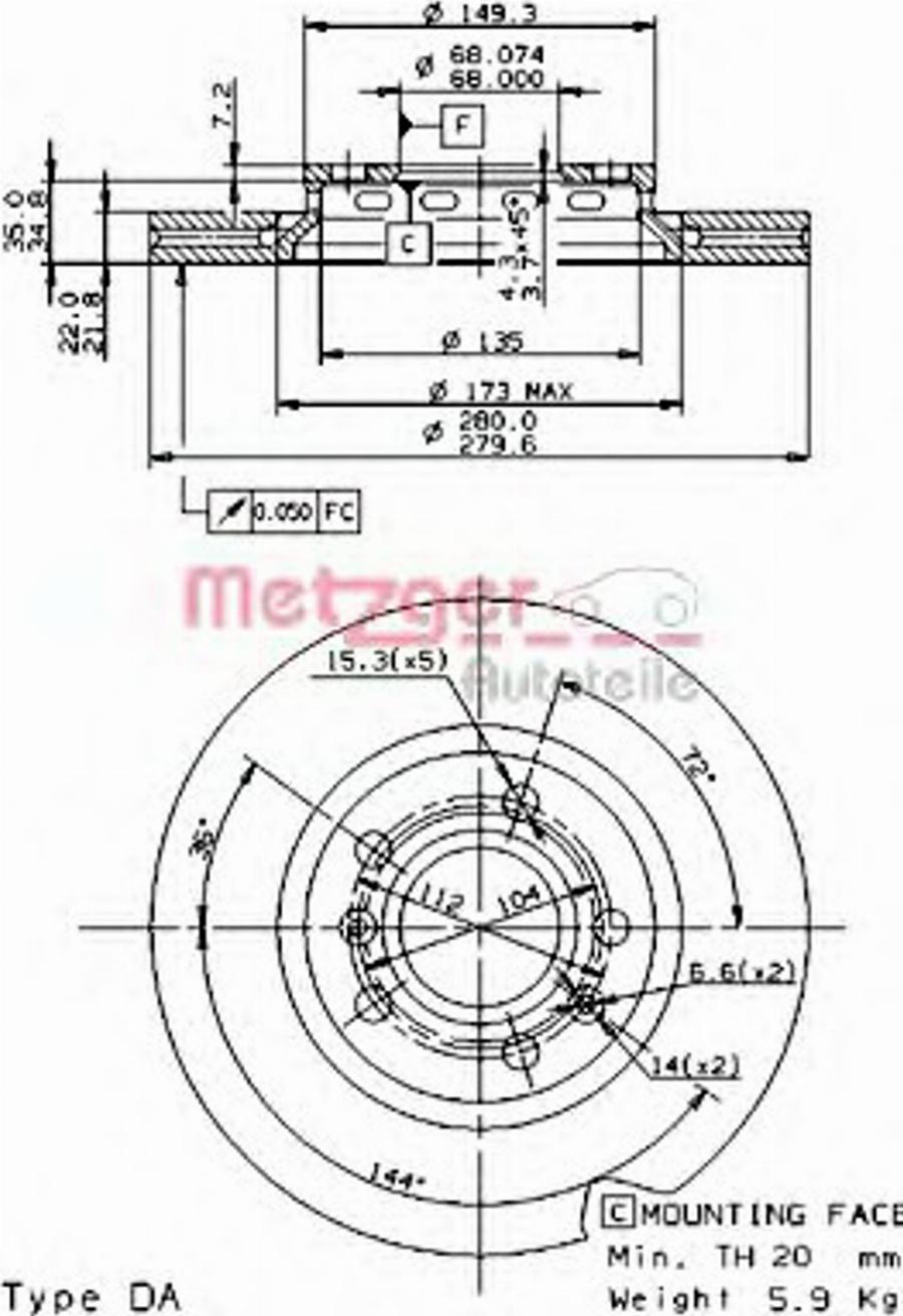 Metzger 25062V - Disque de frein cwaw.fr