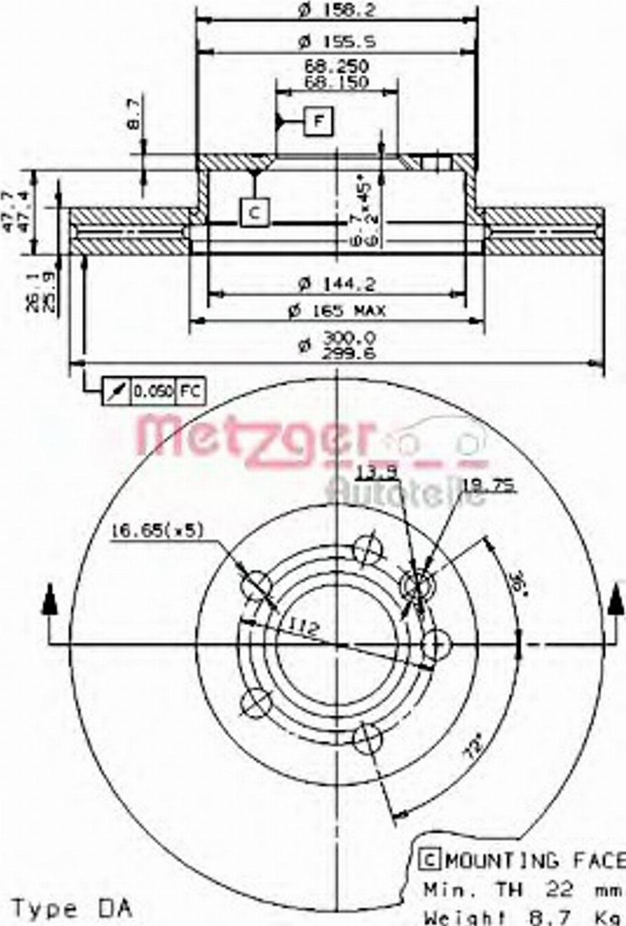 Metzger 25071 V - Disque de frein cwaw.fr