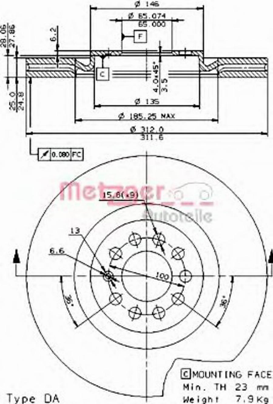 Metzger 22015V - Disque de frein cwaw.fr