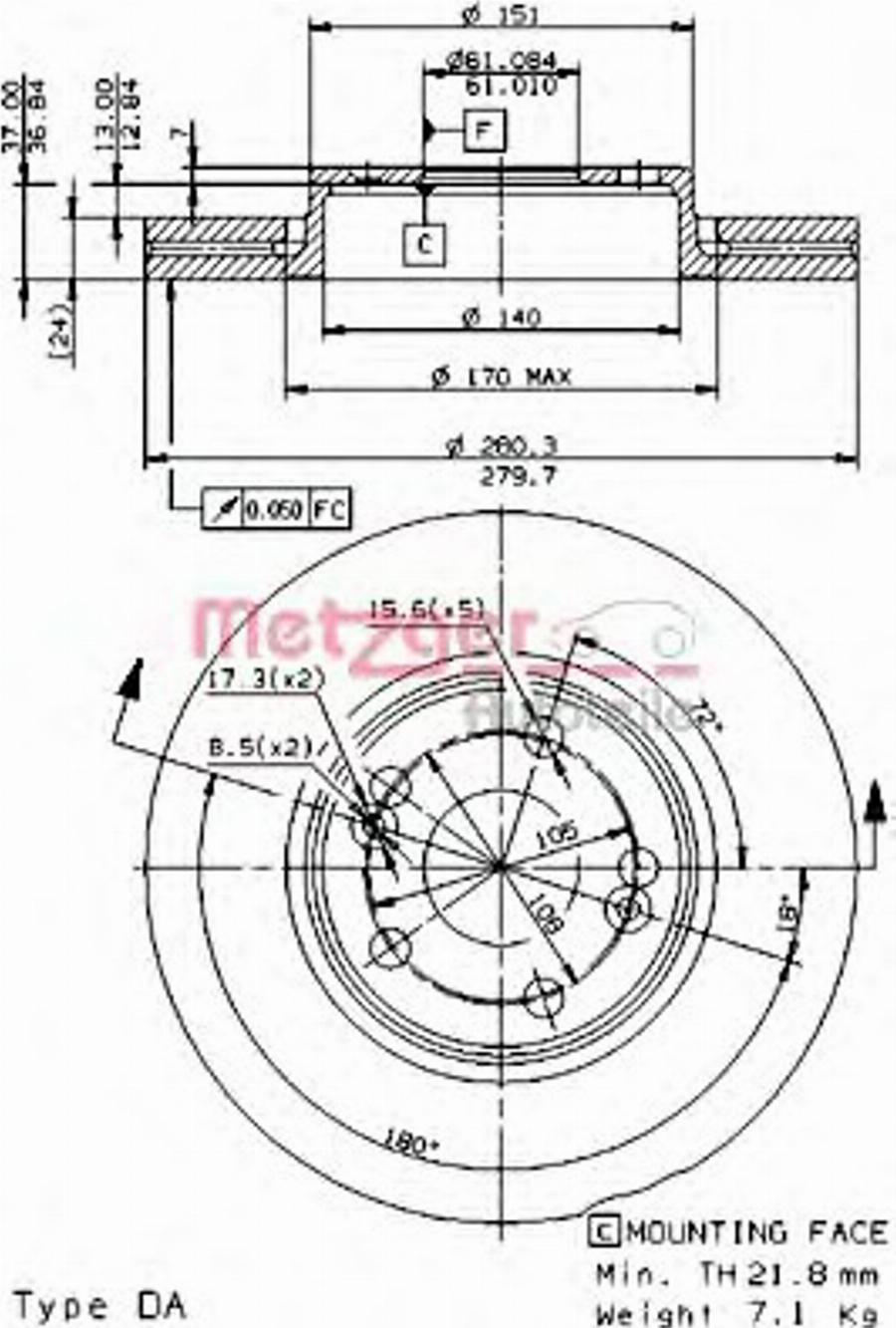 Metzger 22025E - Disque de frein cwaw.fr