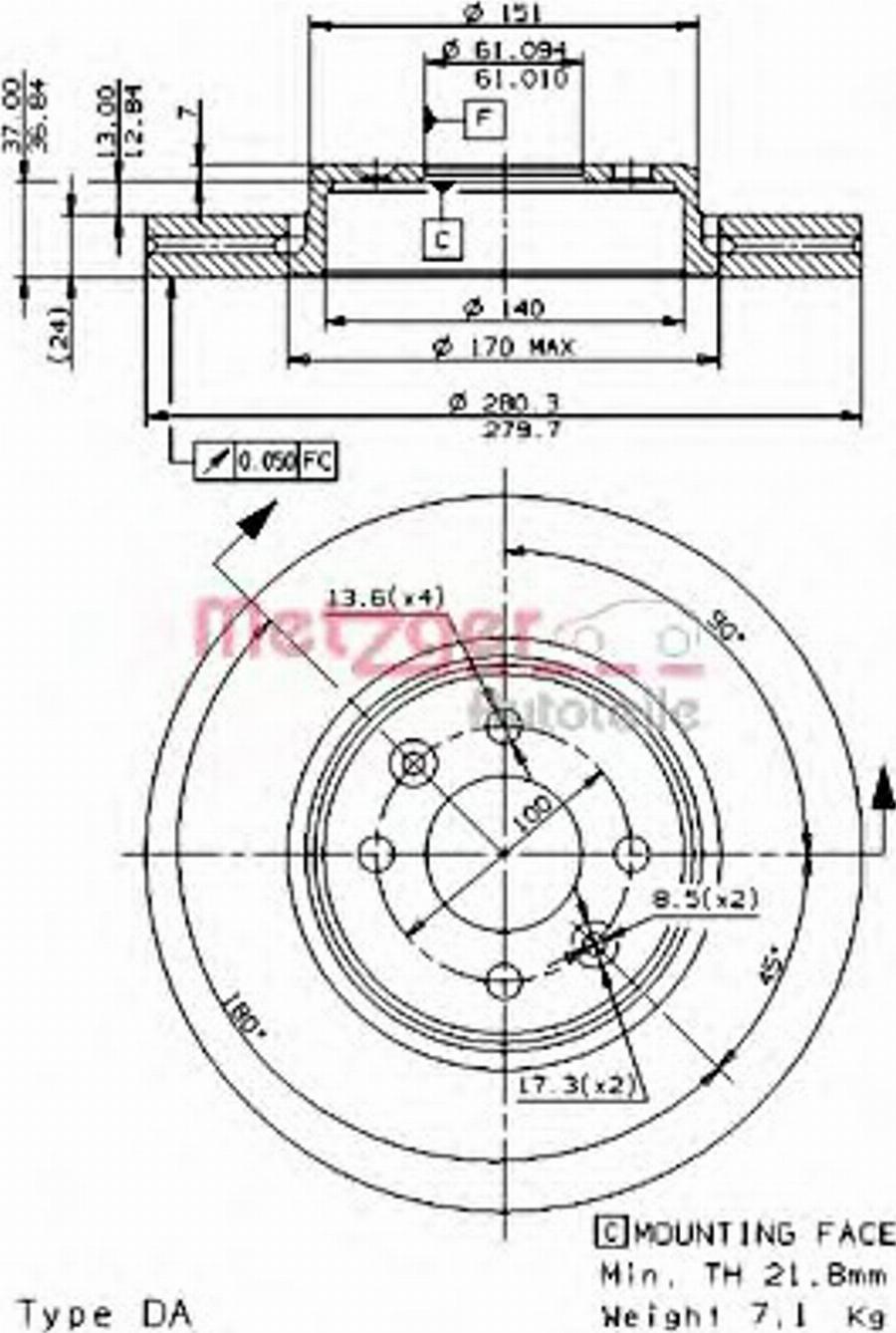 Metzger 22126V - Disque de frein cwaw.fr